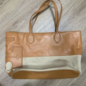 Tory Burch canvas and leather tote